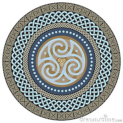 Round Celtic Design. Ancient Celtic magic mandala Vector Illustration