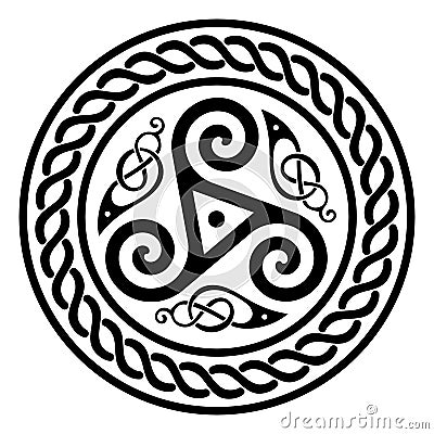 Round Celtic Design, triskele and celtic pattern Cartoon Illustration