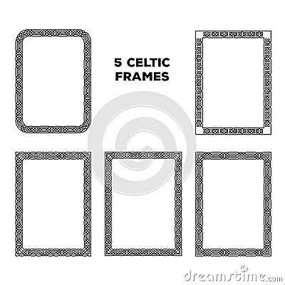 Round Celtic Frames Vector Illustration