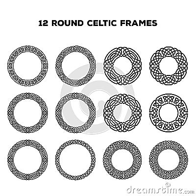 Round Celtic Frames Vector Illustration