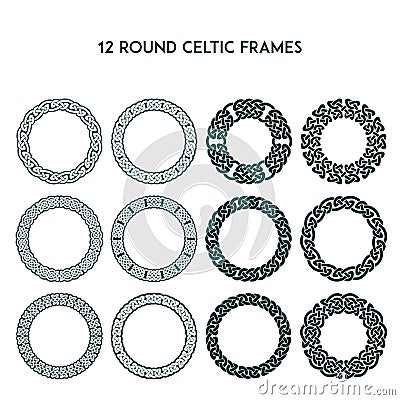 Round Celtic Frames Vector Illustration