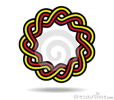 Round Celtic or Greek colored pattern woven from three lines Vector Illustration
