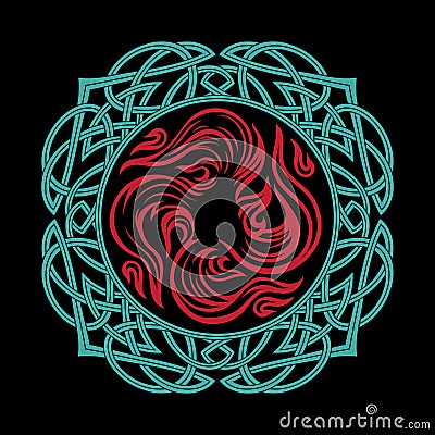 Round Celtic, Scandinavian Design, celtic pattern Cartoon Illustration