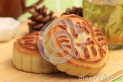 The round Chinese moon cake Stock Photo