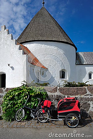 Round church on Bornholm island Stock Photo