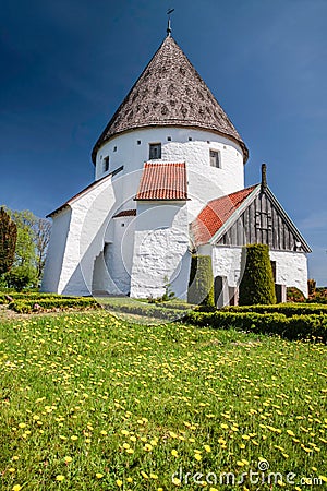 Round church Ols Kirke St. on Bornholm Stock Photo