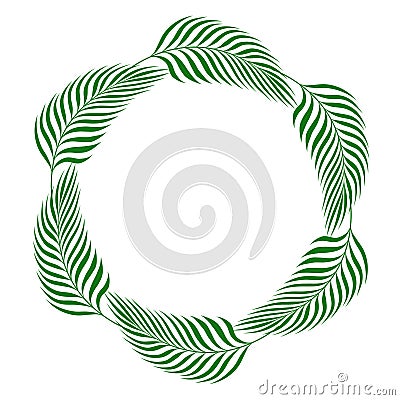Round circle border with banana palm leaves for design on white, stock vector illustration Vector Illustration