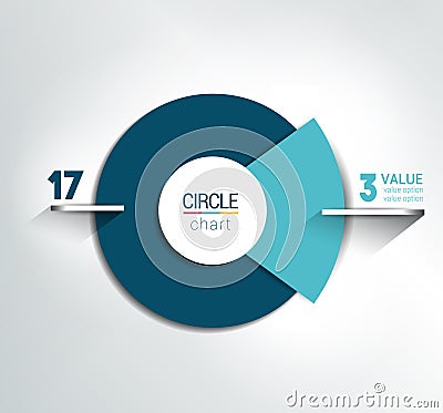 Round, circle chart, graph. Simply color editable. Vector Illustration
