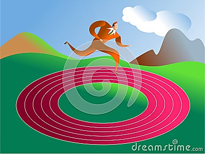 Round in circles Cartoon Illustration