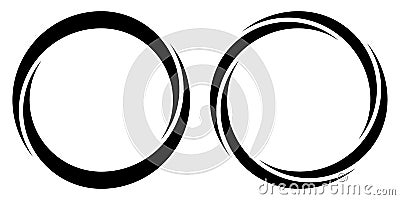 Round circular banner frames, borders, vector hand drawn, circular markers highlighting text Vector Illustration