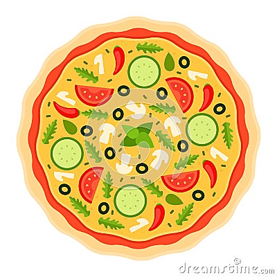 Round classic pizza vector flat isolated Vector Illustration