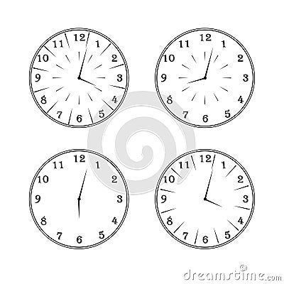 A round clock with a dial and hands Stock Photo