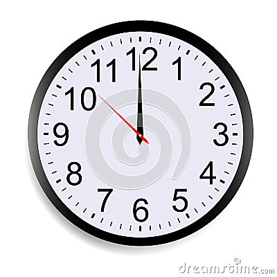 Round clock face showing twelve o`clock Vector Illustration