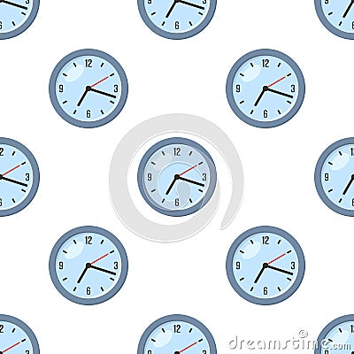 Round Clock Flat Icon Seamless Pattern Vector Illustration