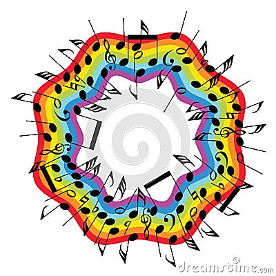 Round colorful background of music notes, vector Vector Illustration