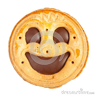 Round cookie with smile isolated Stock Photo