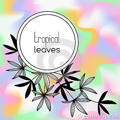 Round copyspace frame with palm leaves Vector Illustration