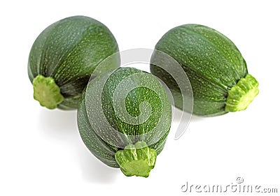 Round Courgette or Zucchini, cucurbita pepo against White Background Stock Photo
