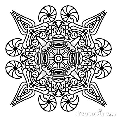 Round decorative ornament element. Mandala Vector Illustration