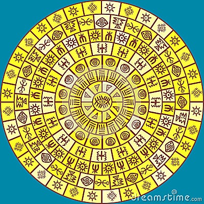 Round design with ethnic symbols Vector Illustration