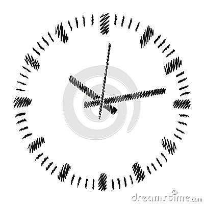 Round dial of analog clock. Sketch in vector Vector Illustration