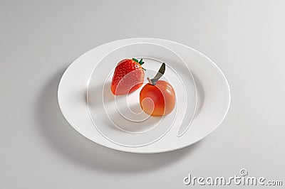 Round dish with two Marzipan sweets Stock Photo