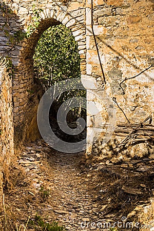 Round doorpost in shape of arch Stock Photo