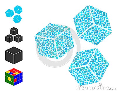 Dotted Sugar Cubes Collage of Round Dots and Other Icons Vector Illustration