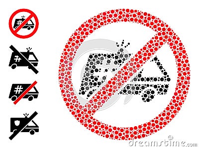 Dotted Stop Jail Police Car Mosaic of Round Dots with Similar Icons Vector Illustration