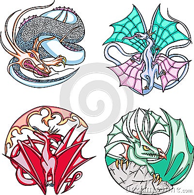 Round dragon designs Vector Illustration