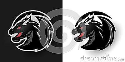 Round dragon logo. Two options. Vector Illustration