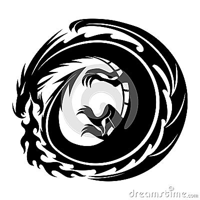 Round dragon sign. Vector Illustration
