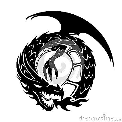 Round dragon sign. Vector Illustration