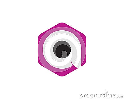 Round edges hexagon with small caps letter inside Vector Illustration