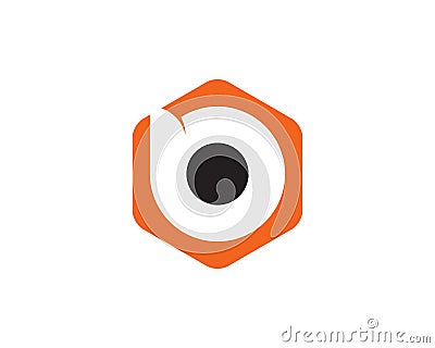 Round edges hexagon with small caps letter inside Vector Illustration