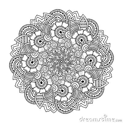 Round element for coloring book. Vector Illustration