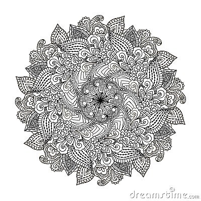 Round element for coloring book. Vector Illustration