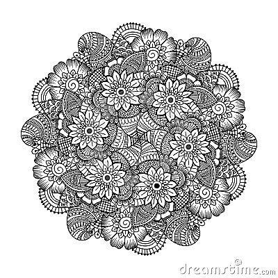 Round element for coloring book. Vector Illustration