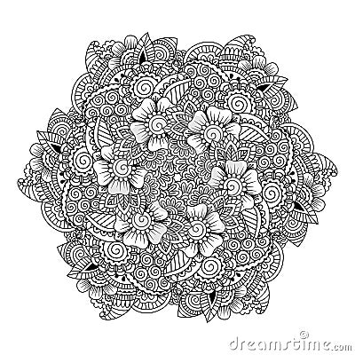 Round element for coloring book. Vector Illustration