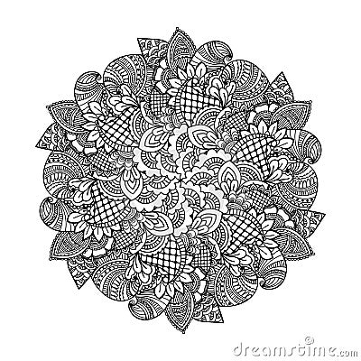 Round element for coloring book. Vector Illustration