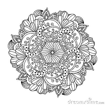 Round element for coloring book. Vector Illustration