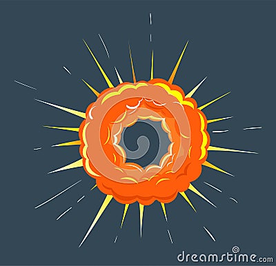 Round Explosion in Space, Bright Bang with Gleam Vector Illustration