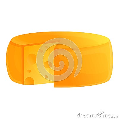 Round farm cheese icon, cartoon style Vector Illustration