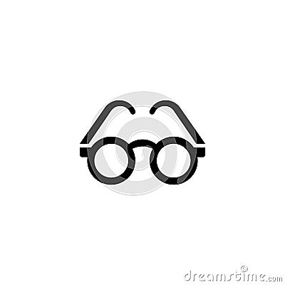 Round Fashion Glasses, Sunglasses. Flat Vector Icon illustration. Simple black symbol on white background. Round Fashion Glasses, Vector Illustration