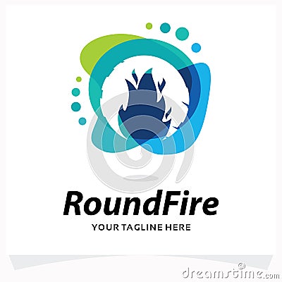 Round Fire Logo Template Design Template Vector Illustration