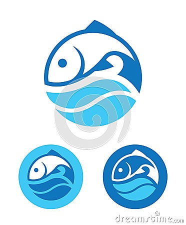 Round Fish Icon Vector Illustration