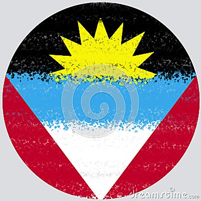 Round flag of Antigua and Barbuda Cartoon Illustration