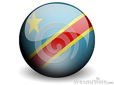 Round Flag of Congo-Kinshasa Stock Photo