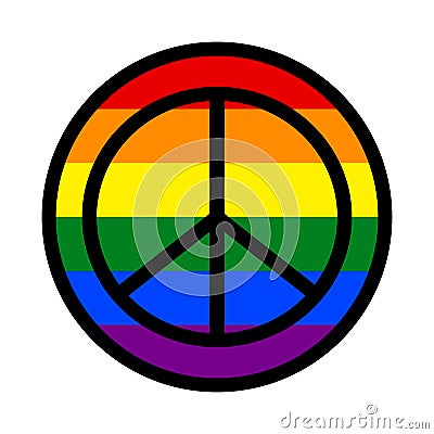 Round LGBT icon with a peace icon. Flag LGBT. Stock Photo