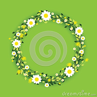 Round floral daisy pattern Vector Illustration